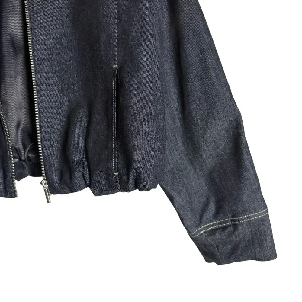 Zara Dark Chambray Denim 2 Piece Pleated Mini Skirt Jacket Co-Ord Set S